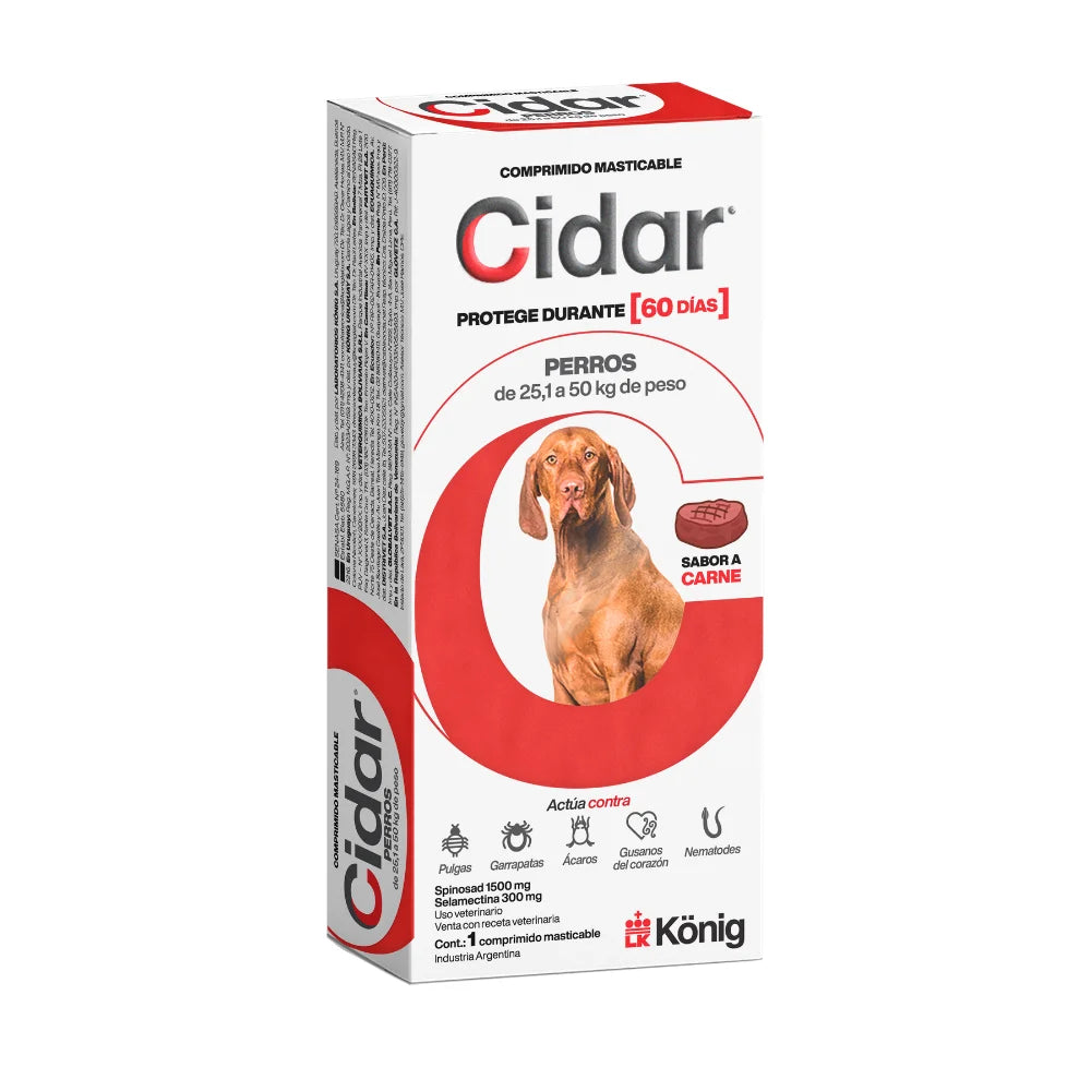 CIDAR PERROS 25.1 a 50 Kgs x 1 compr
